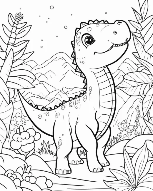 Friendly Dinosaur Coloring Page preview