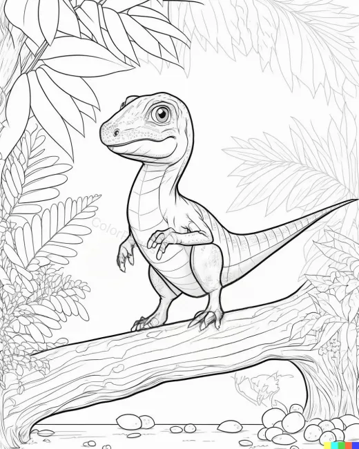 Charming Dinosaur Coloring Page preview