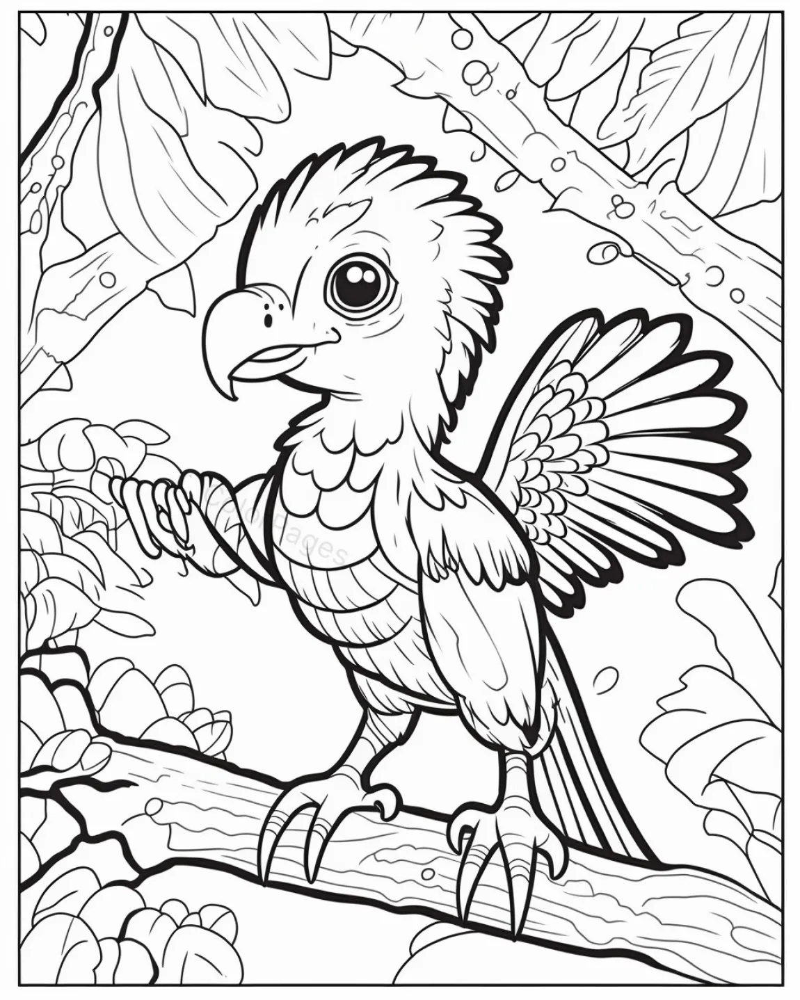 Charming Parrot Coloring Page