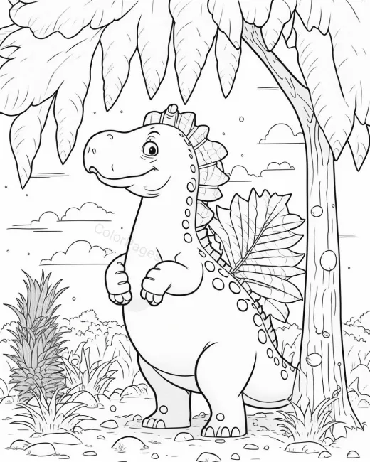 Friendly Dinosaur Coloring Page preview