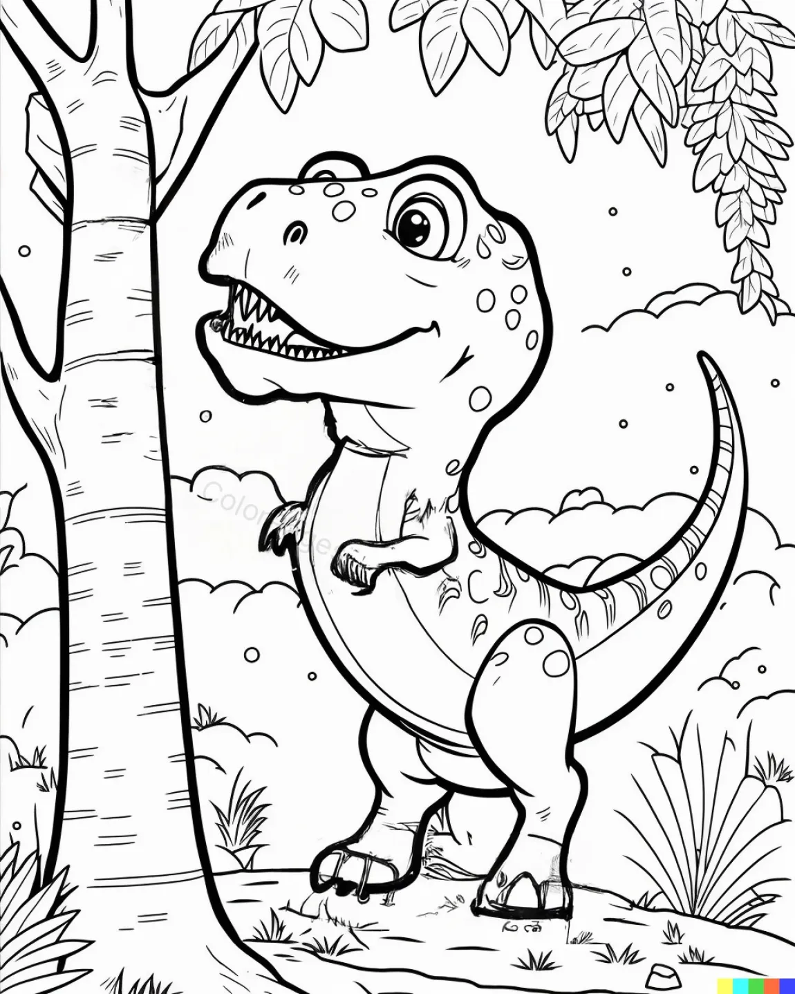 Playful Dinosaur Coloring Page