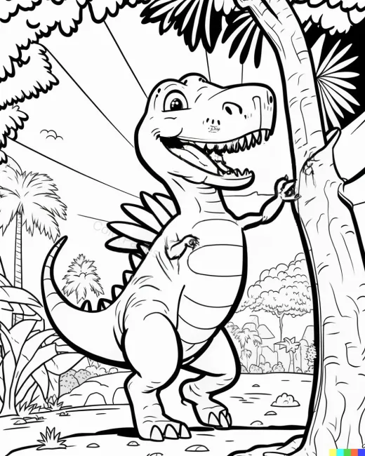 Jolly Dinosaur Coloring Page preview