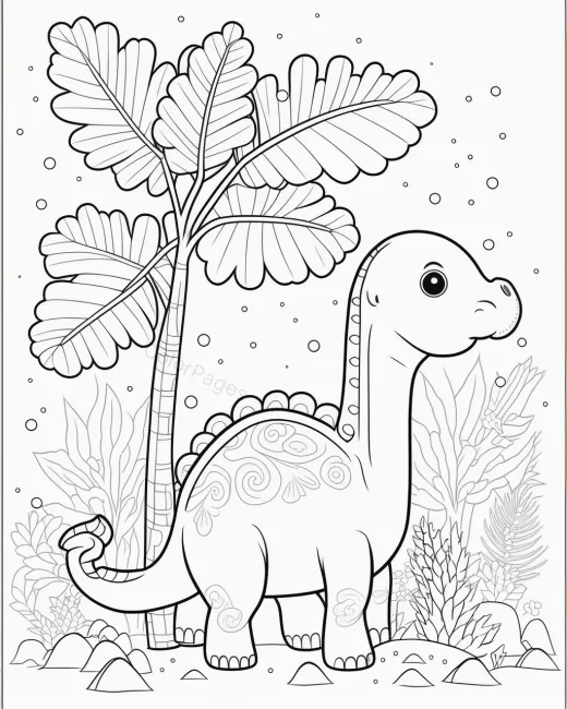 Charming Dinosaur Coloring Page preview