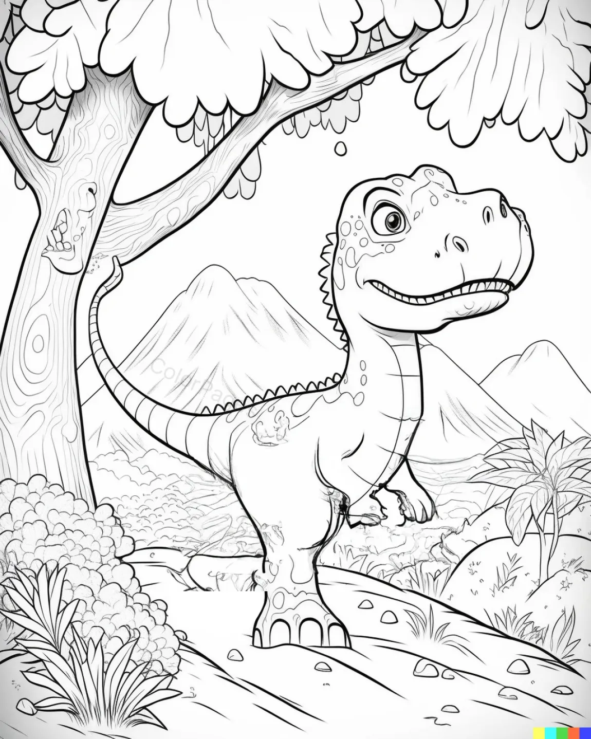 Playful Dinosaur Coloring Page