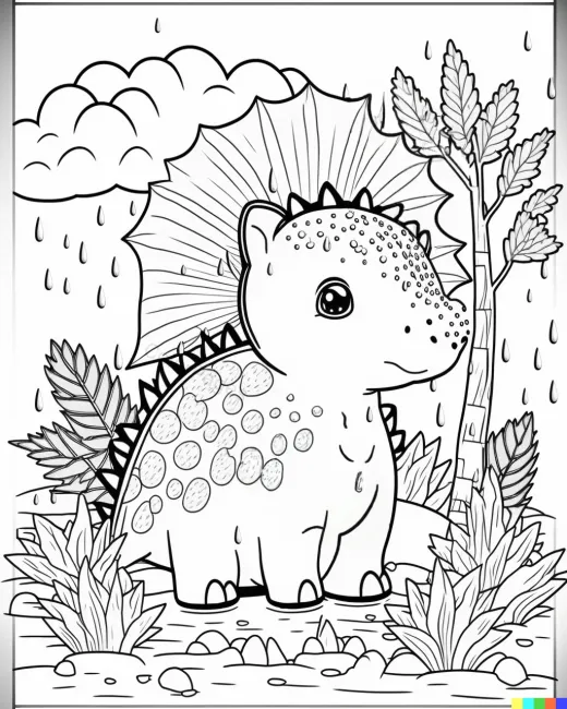 Adorable Dinosaur Coloring Page preview