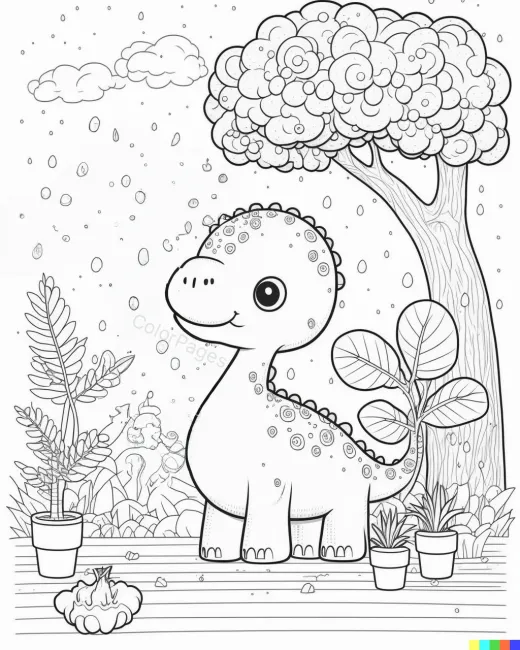 Playful Dino Coloring Page preview