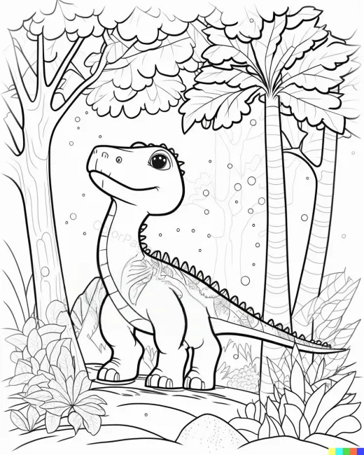 Cute Dinosaur in a Jungle Scene preview