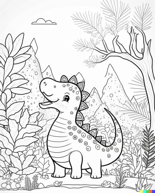 Cheerful Dinosaur in a Colorful Jungle preview