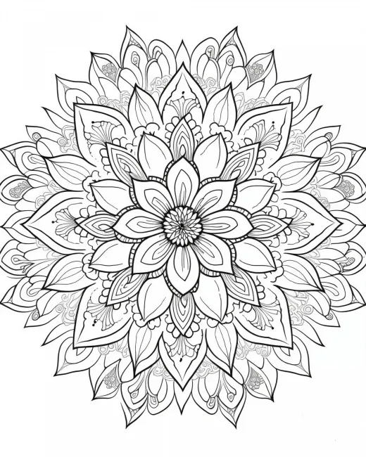 Intricate Floral Mandala Coloring Page preview
