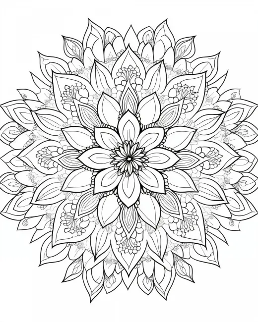 Elegant Floral Mandala Coloring Page preview