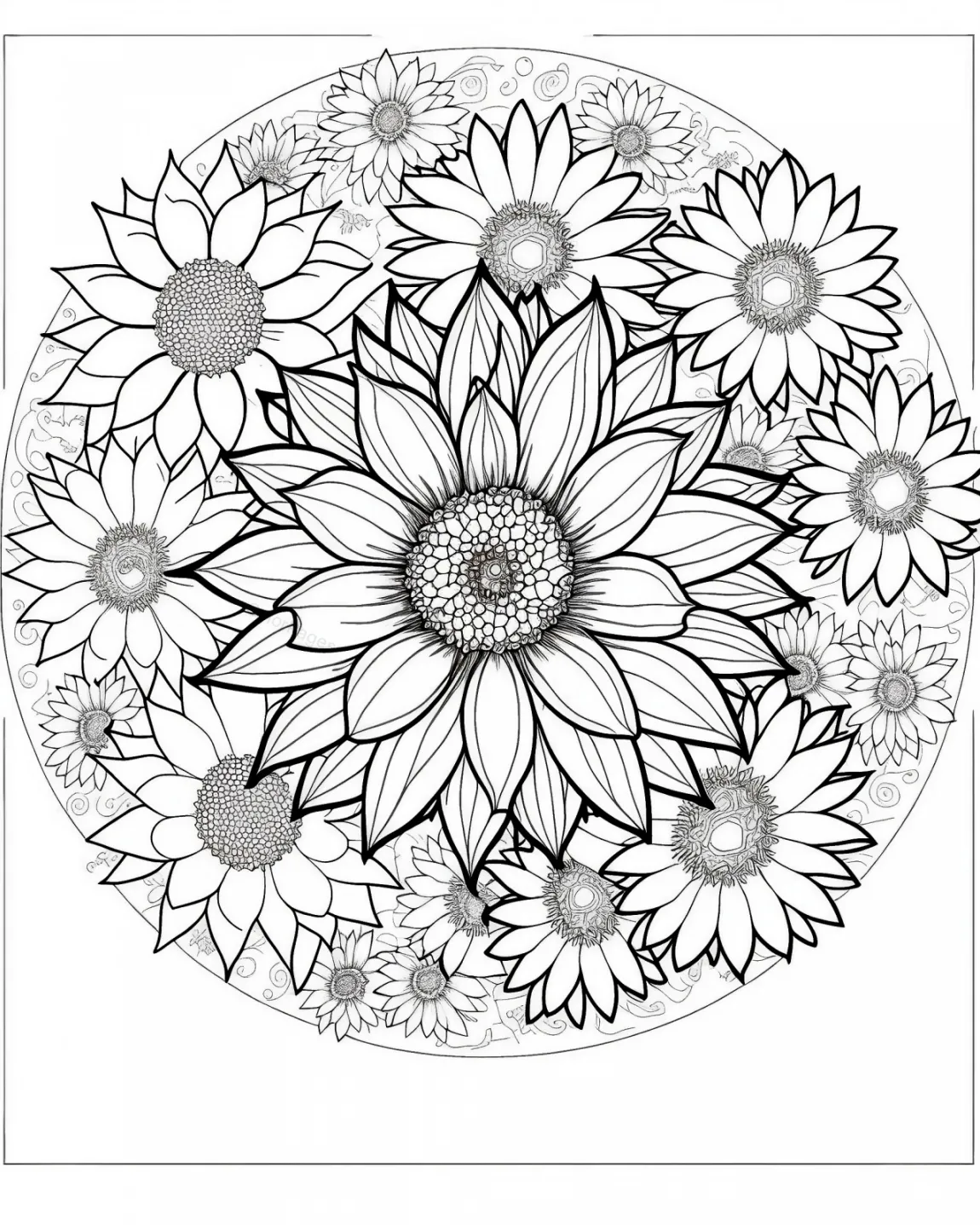 Cheerful Sunflower Coloring Page