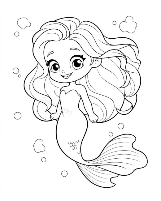 Joyful Mermaid Coloring Page preview